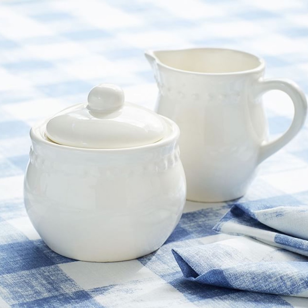 Pottery Barn Stoneware Emma Creamer and Sugar Bowl